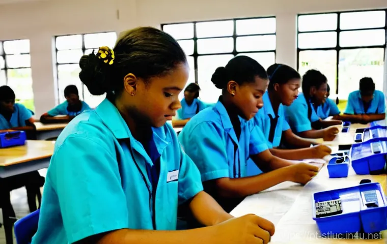 세인트루시아의 교육 시스템 - **A Vibrant and Inclusive Saint Lucian Primary Classroom:**
    A wide shot of a brightly lit, moder...
