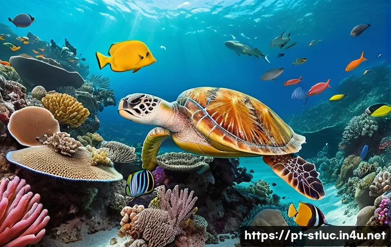 세인트루시아에서의 다이빙 자격증 - A vibrant underwater scene showcasing the colorful coral reefs of Saint Lucia with diverse tropical ...